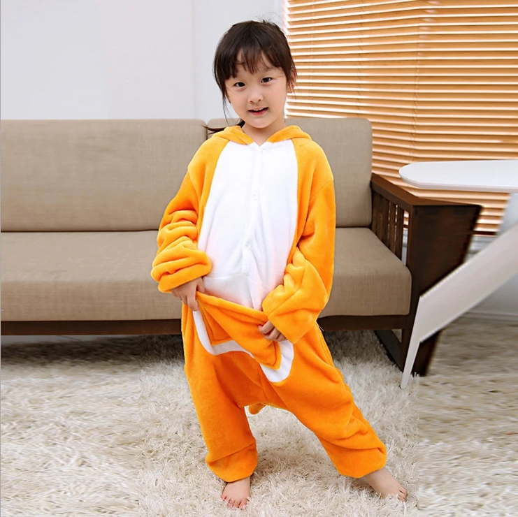 BIKIRUB/Детская Пижама зимняя одежда для сна с капюшоном Пижама для девочек и мальчиков, комплект кигуруми, кенгуру, Детская Пижама с рисунками животных, Фланелевая Пижама