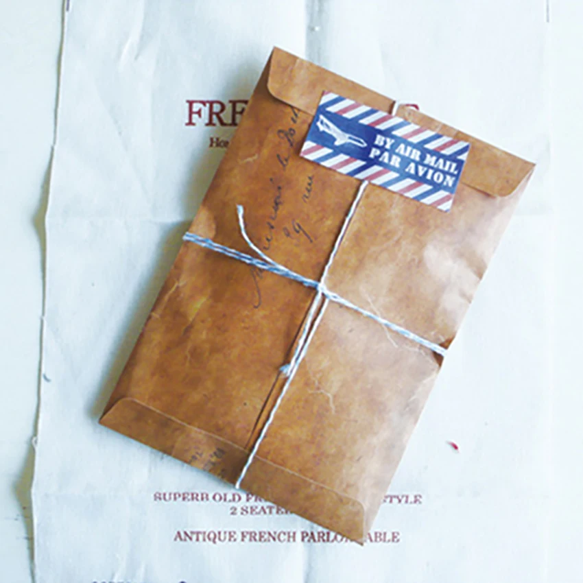 10pcs/lot Kraft Wax Envelopes Vintage Postcard Cover Wedding Invitation Stationery Writing Letter Storage Pouch 16*11cm Envelope