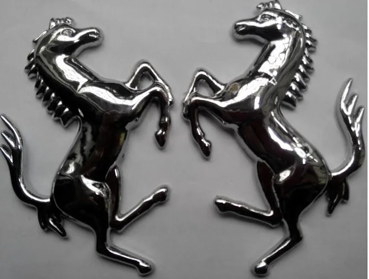 2pcs Ford Mustang Running Horse Emblem Silver