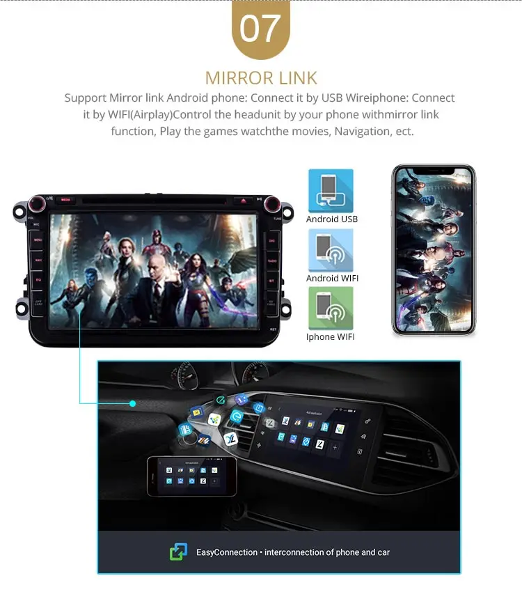 Perfect LJDA 2 Din Android 9.0 Car DVD player For Volkswagen Skoda Passat B6/B7/CC Polo Golf Sharan Caddy Bora Car GPS Radio Multimedia 9