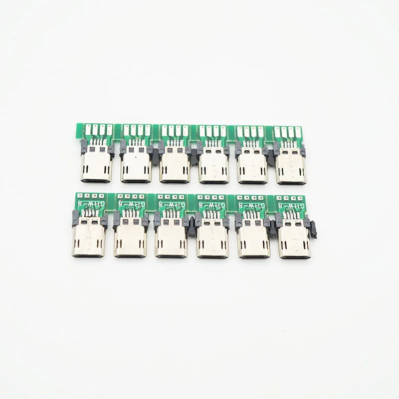 

100pcs Micro Usb Type C 2.0 Male Socket Connector with Pcb Board for Digital Product Mobile Phone