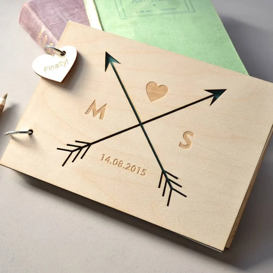 

Custom Wedding Guest Book,Engraved Wooden Guest Book,Wedding Sign Book with Name & Date,Personalized Gift for wedding