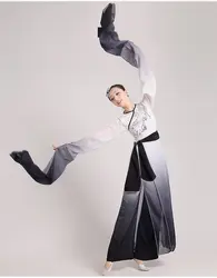 Китайский чернила воды рукава костюмы классические Танцы одежда с длинными рукавами вентилятор Поэзия костюм феи вентилятор Танцы для