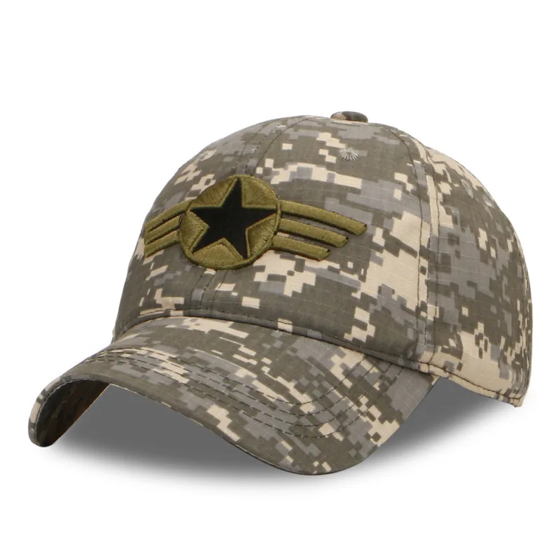 Cool Military Hats Camouflage Army Peaked Caps embroided star Tactical