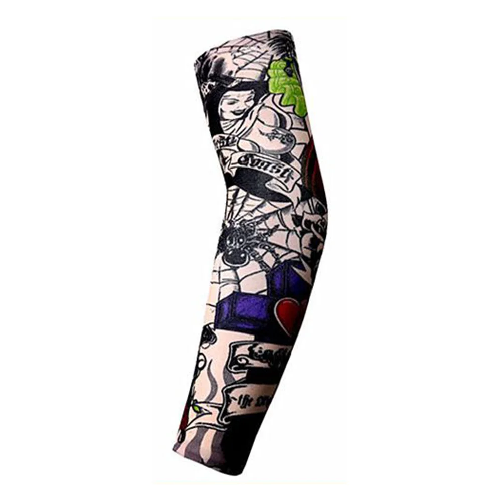 Tattoo Arm Sleeve Cover Cycling Sun Protective Arm Sleeves Body Art Stockings Protector - Цвет: Черный