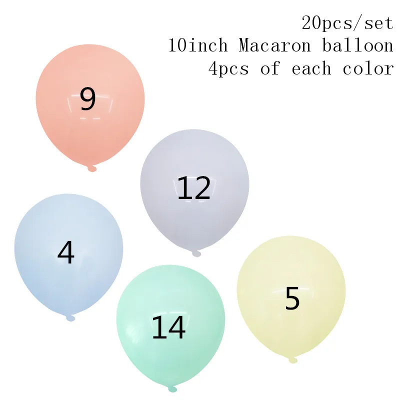 20 шт. разноцветные латексные шары в виде Макарон для свадьбы, дня рождения, вечеринки, 10 дюймов, розовая мята, роза, воздушный латексный детский Декор для девочек - Цвет: set 4