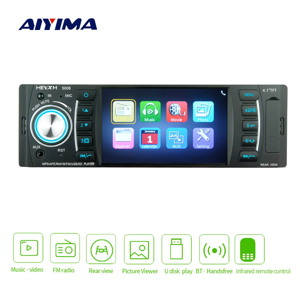 

AIYIMA 4.1" 1 Din Digital Display Bluetooth Universal MP5 Player USB SD AUX FM Radio MP3 MP4 Audio Music Video Player For Auto