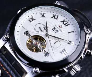 

Forsining Day Date Month Display White Dial Genuine Leather Strap Men Fashion Casual Watches Montre Homme Men Watch Luxury Brand