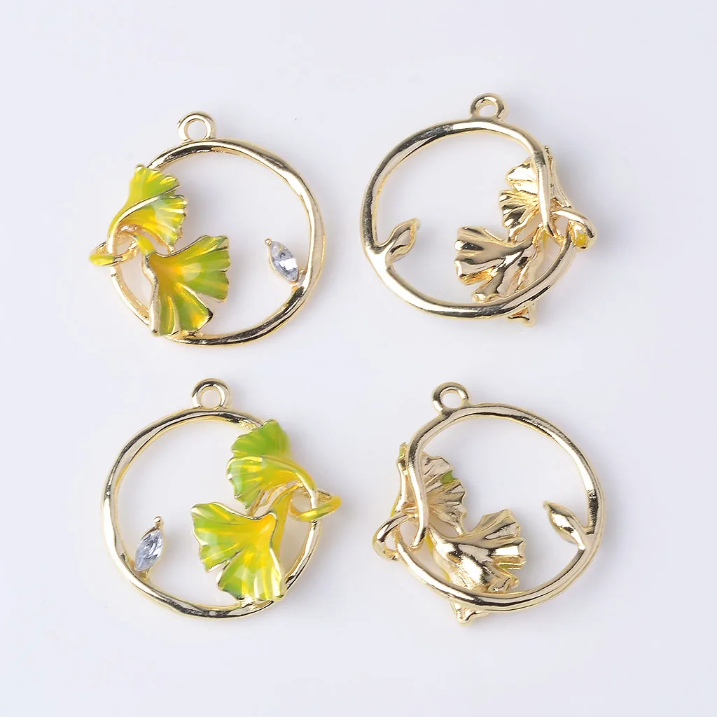 4pcs Ginkgo Leaf Charms Pendants Earrings Jewelry Findings Ornaments Kid Gift