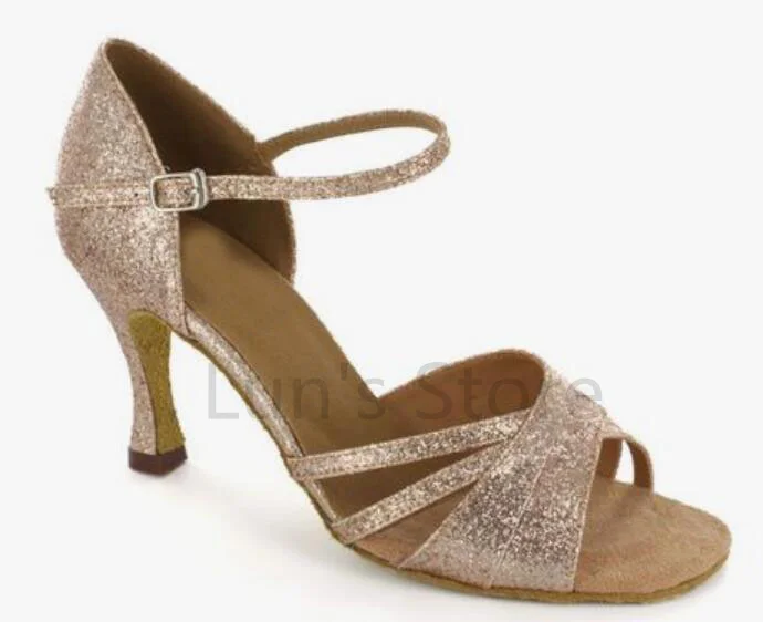 New Ladies Gold Glitter Latin Salsa Dance Shoes Tango
