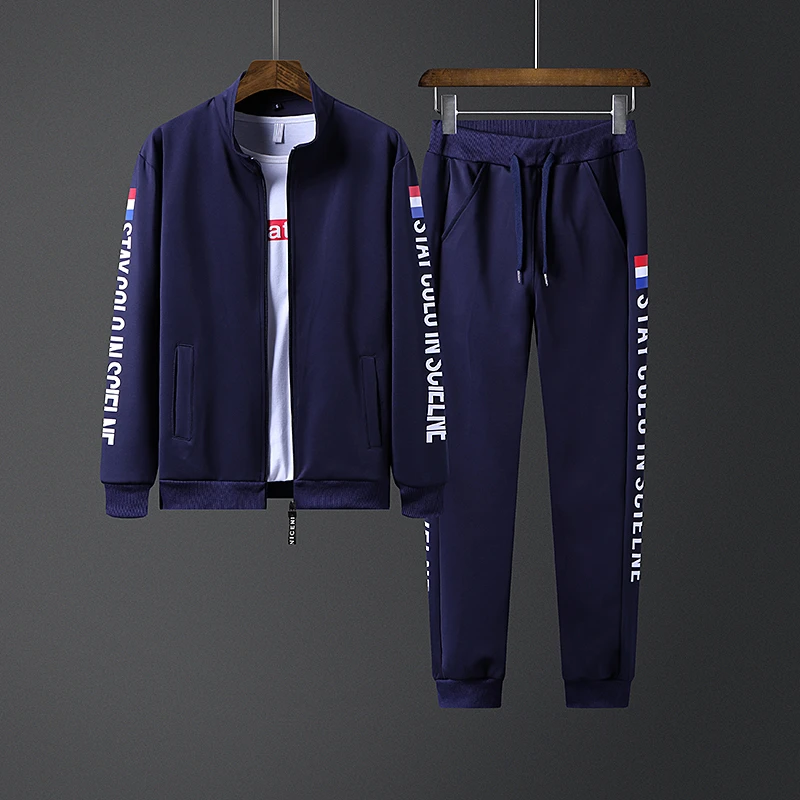 Riinr New Tracksuits Men 2018 Autumn Letter Print Suits Men Track Suits Jacket+Pants SportsSuit 2 Piece Set Men's Outwear Sets