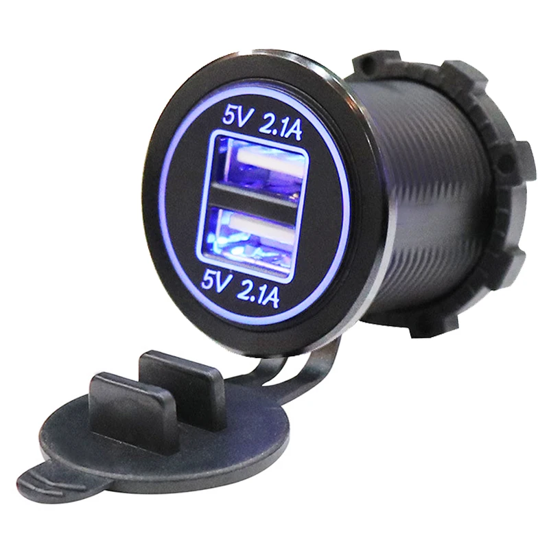 

12-24V USB Cigarette Lighter Charger for Motorcycle Auto Truck ATV Boat LED Car 4.2A Dual USB Charger Power Adapter Outlet Power
