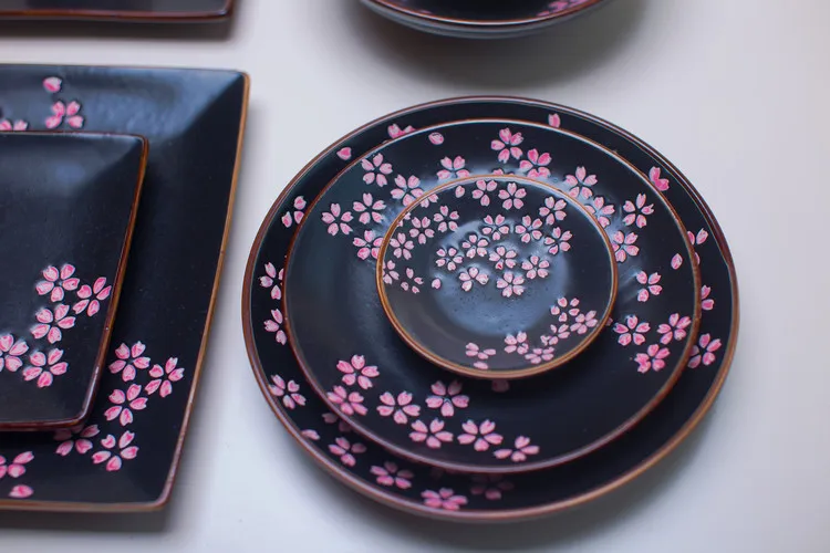 Прямая японский Цзиндэчжэнь керамическая матовая посуда с изображением вишен керамическая суши десерт горчичный сок посуда