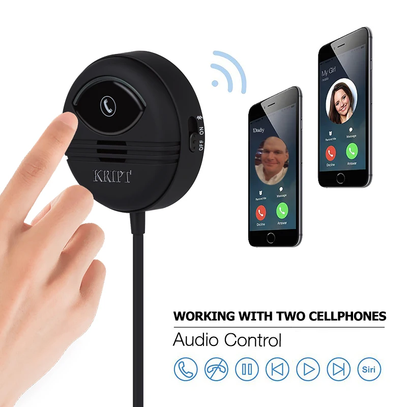 Beste Kript 2nd Generatie Bluetooth Car Kit Car Handsfree kan twee mobiele telefoons ondersteuning APTX