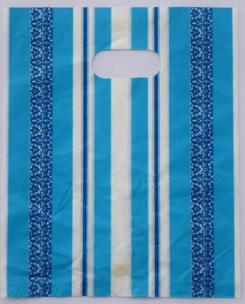 

Promotions Free Shipping 100pcs 15x20cm Color Blue stripes Gift Bags Plastic Boutique Pouches Shopping Gift Package Bag 152011