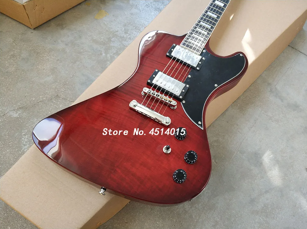 

Grote. High - quality ruby RD electric guitar, head and body with flame, color can support customization, real photos