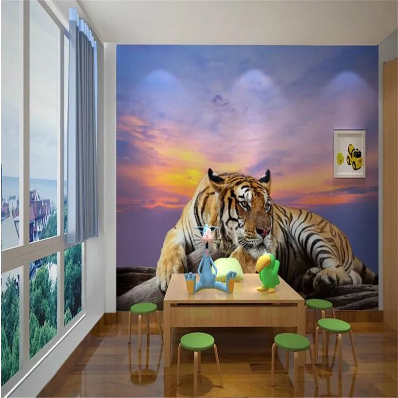 

beibehang 3d photo wall paper tiger landscape mural living room TV KTV bar background large mural 3d wall murals wallpaper