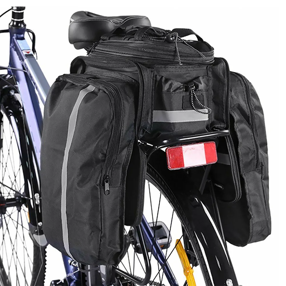 

Saddle Zipper Removable Carrier With Reflective Strips Waterproof Back Seat Storage Pannier Mountain Bike Rear Rack Bicycle Bag
