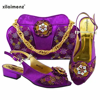 

New Shop 40% Discount 2018 African Woman New Fashion High Heels Sandals Shoes and Bag Set Matching Lace for Wedding