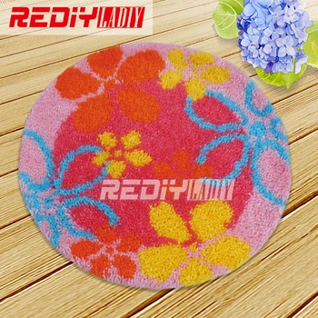 

DIY Carpet Rug Colorful Floral Latch Hook Rug Kits Crocheting Tapestry 100% Acrylic Yarn Cushion Set for Embroidery Unfinished