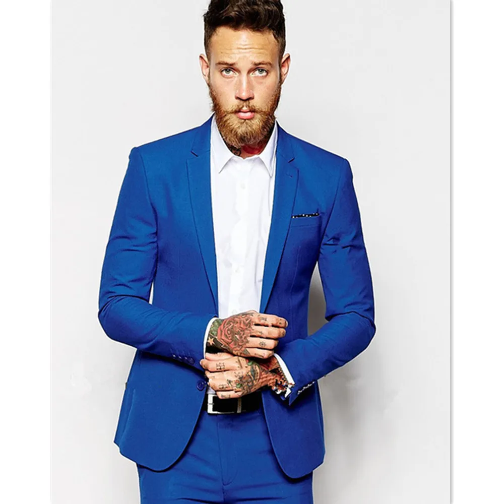 

2019 Men Suits For Wedding Groom Tuxedos 2 Pieces (Jacket+Pants) Slim Fit Mens Suits Blazers Best Man Groomsman Suit Regular