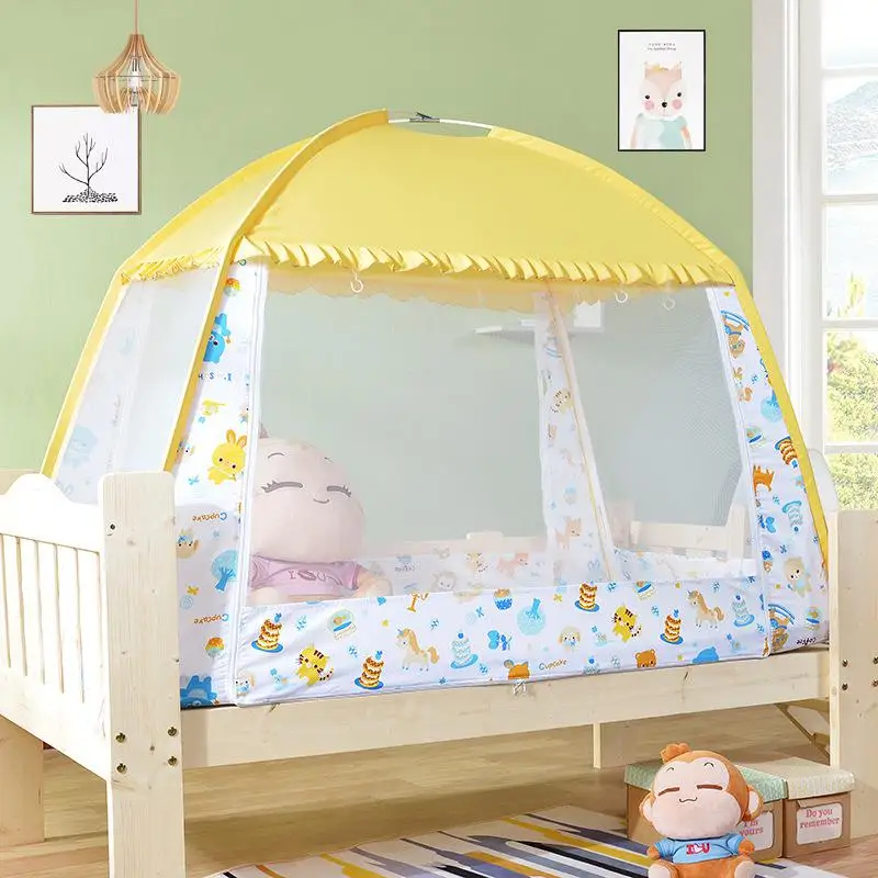Akitoo, новинка, летняя, для помещений, для улицы, детская палатка, портативная, для малышей, детская кроватка, Юрта, мультяшная палатка, палатка для детей, hpk - Цвет: Yellow 80X160cm