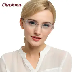 Chashma бренд оттенок оптические стёкла солнцезащитные очки для женщин титановые очки женский кристалл алмаза отделаны очки рамки кошачий