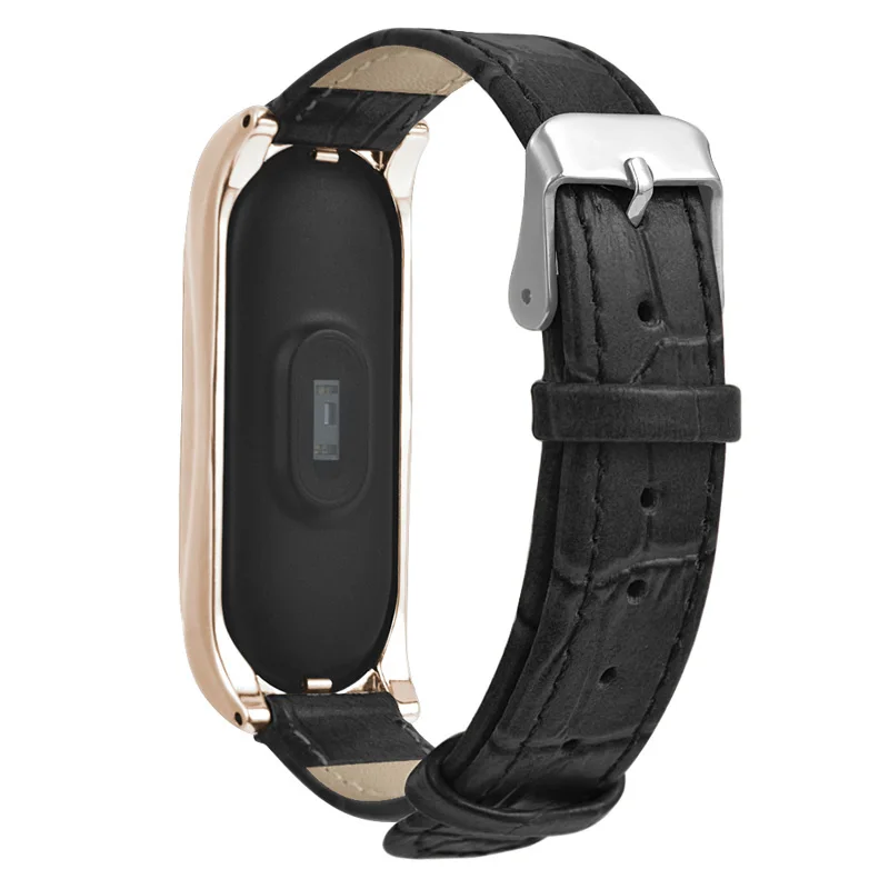 Браслет mi Band 4 кожаный ремешок браслет на запястье металлический чехол для Xiaomi TU