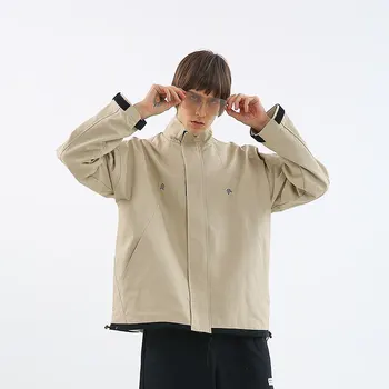 

2019 Autumn New Korean Version Of The Japanese Simple Tide Men's Hooded Color Matching Large Size Tooling Casual Jacket