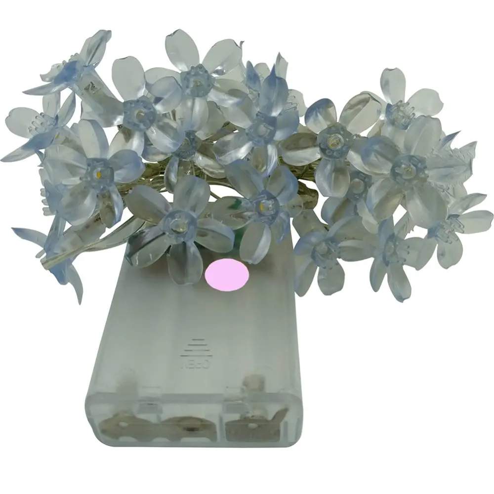 20leds Remote Control Battery Powered 6M 60LED Cherry Blossom Christmas Led String lights 20Ft Peach Flower Garden Decoration (4)