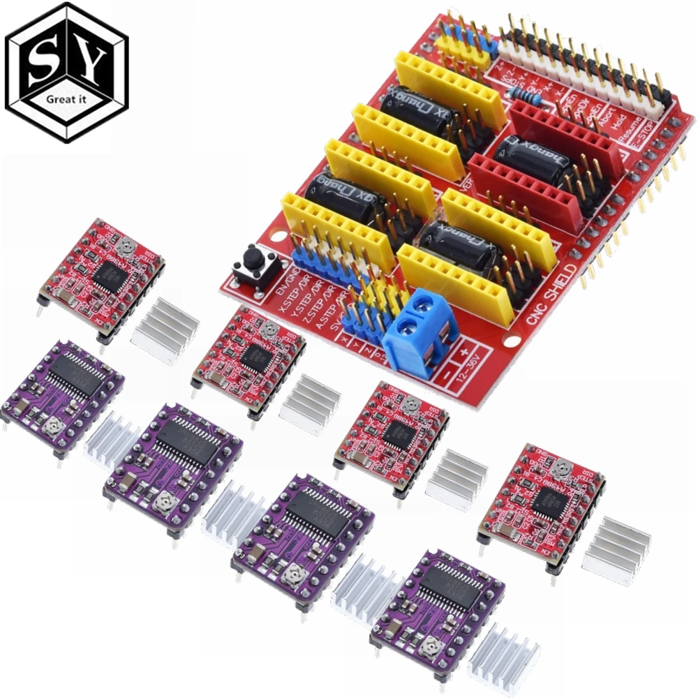 Cnc щит v3 гравировальный станок/3d принтер/+ 4 шт A4988 Плата расширения драйвера для Arduino