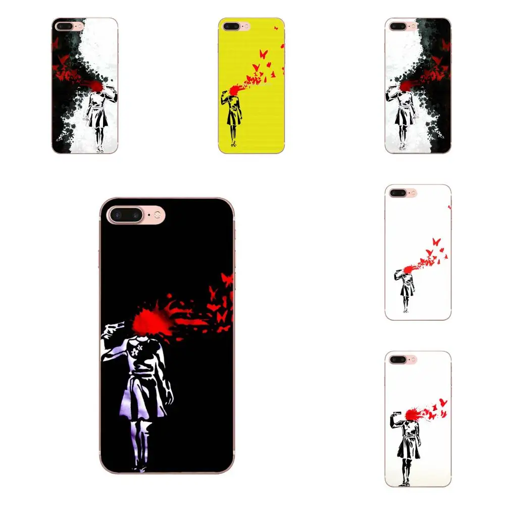 Banksy граффити суицид бабочка золото Лондон для Galaxy Alpha Core Prime Note 4 5 8 S3 S4 S5 S6 S7 S8 S9 mini