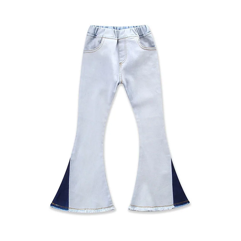 Fashion Girls Denim Bell bottoms Solid Children's Clothing Spring