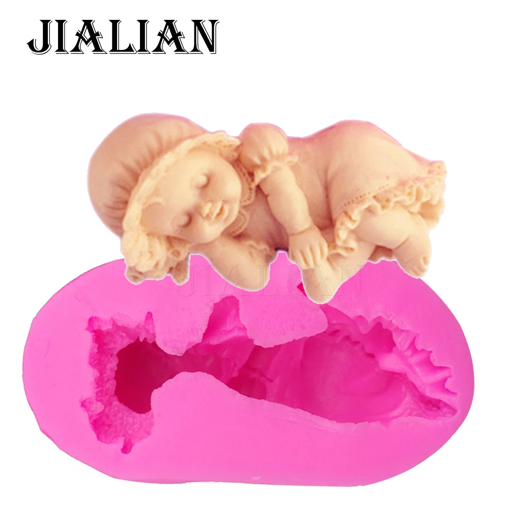 3D sleeping baby girl handmade soap mold chocolate Party cake