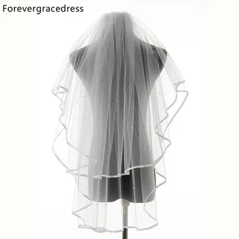 

Forevergracedress Charming Real Photo Ribbon Edge Two Layers Wedding Accessories Tulle Bridal Veil with Comb Free Shipping