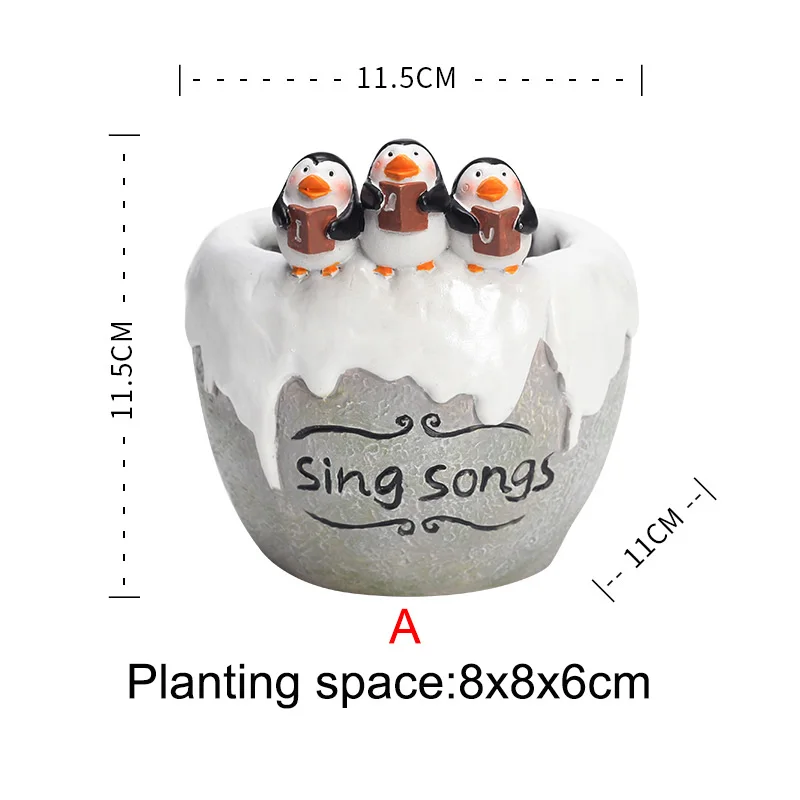 Мультфильм Антарктические пингвины серии суккуленты цветочный горшок Садоводство кашпо кактус суккулент цветок украшение дома ручка держатель - Цвет: A