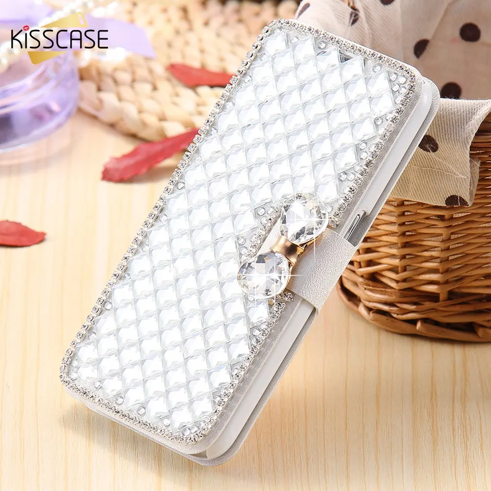 

KISSCASE Case For Samsung Galaxy Note 4 5 A5 A7 S5 6 S6 Edge Plus For Sony Z3 Flip Holder Luxury Glitter Rhinestone Shells Cover
