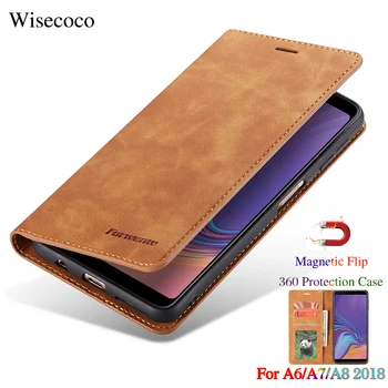

Flip Leather Case for Samsung Galaxy A6 A7 A8 2018 Luxury Magnetic Wallet Stand Card Slot Holder Book 360 Cover for Samsung A750