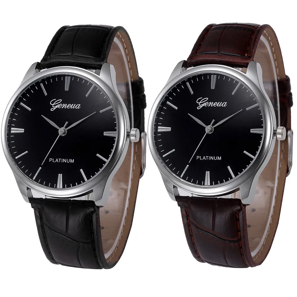 

drop ship 2018 Fashion watches men Leather strap quartz wristwatch Retro Design PU Leather Analog Alloy Quartz Wrist Watch Clock