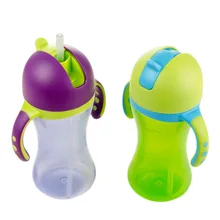 300ml Baby Sippy Cups BPA Free PP Silicone Children Learning Drinking Bottles with Straw Dual Handles Baby Milk Juice Cup