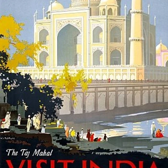 The Taj Mahal Visit India Travel Poster Print (18 x 24)