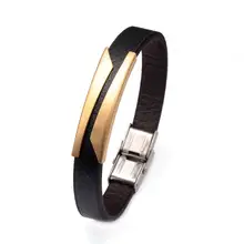 Простые Модные оригинальные мужские кожаные браслеты женские ювелирные изделия Diy браслет из нержавеющей стали модные браслеты с цепочкой