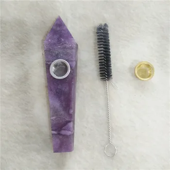 

Drop shipping wholesale Natural Purple Fluorite Crystal Quartz Smoking Pipe Tobacco pipe
