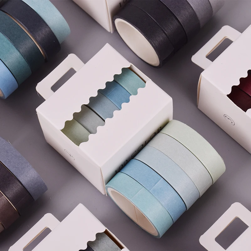 

5 Pcs/Box 1cm*3m Multicolor Simple Solid color washi tape diy decoration for scrapbooking masking tape adhesive tape