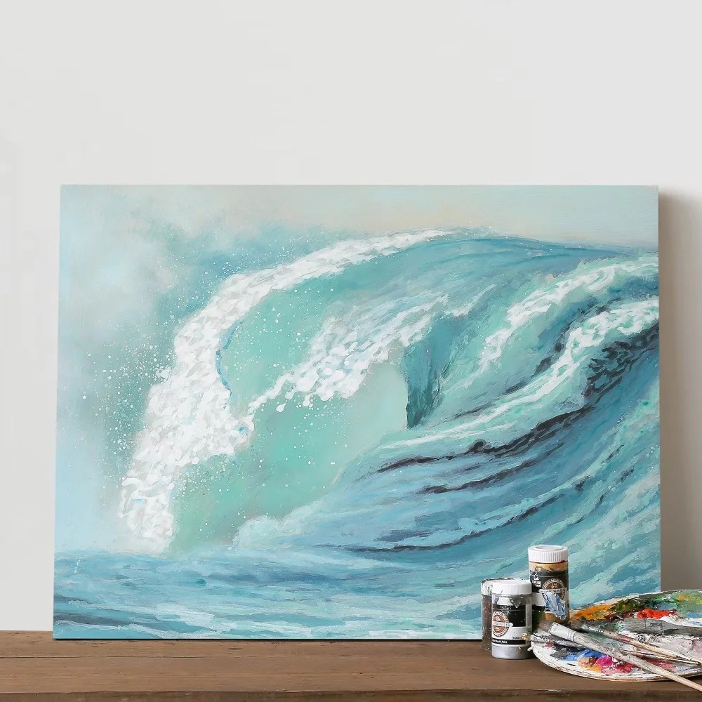 

Wall Art Canvas Painting Modern Abstract Golden wave Wall Art Pictures For Living Room Home Decor seascapes oil painting