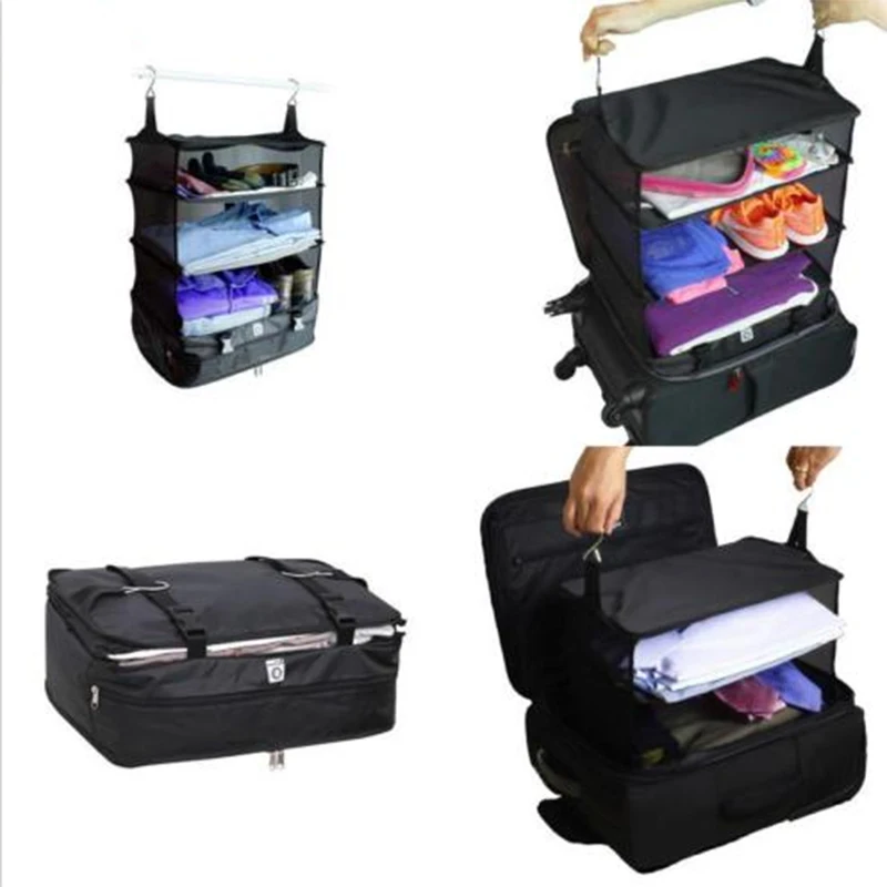 Luggage Bag Portable Luggage System Hanging Travel Bags Shelves 3 layer wardrobe Bag Large ...