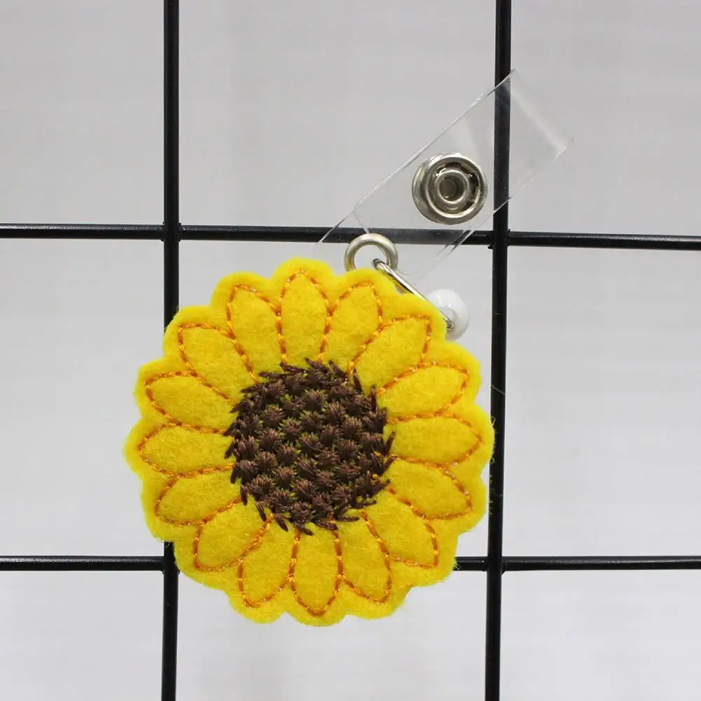 

Sunflower Badge Reel Holder Accurate Stitching Reinforced Strap Easy Retracting Alligator Clip