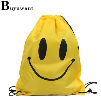 

Buyuwant Oxford Draw String Backpack beach smiley face bag Oxford drawstring bags travel pacakge BF04-DS-csstxl