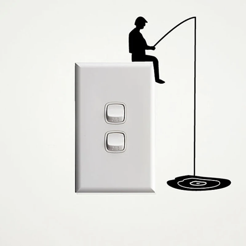 KUCADA fishing wall sticker for home decoration mural art decal diy wallpaper pvc switch sticker WP1439 black KUCADA fishing wall sticker for home decoration mural art decal diy wallpaper pvc switch sticker WP1439 black