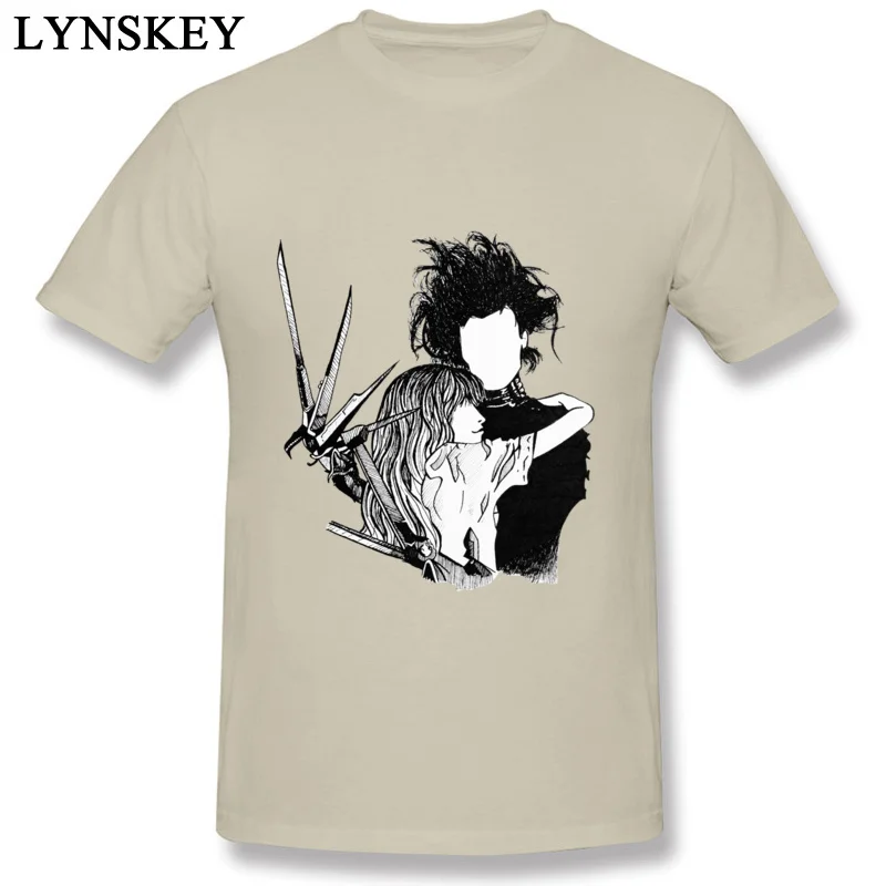 Printed Tops Shirts 2017 O-Neck Short Sleeve edward scissorhands Cotton Student T Shirts Cool Summer Clothing Shirt beige